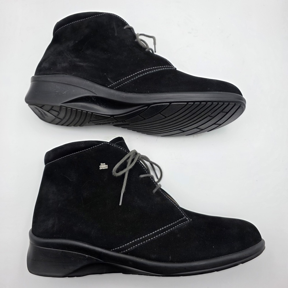 Finn Comfort Boots Mostar Womens 6.5 Black Nubuck Leather‎ Ankle Comfort Lace Up - Picture 7 of 11